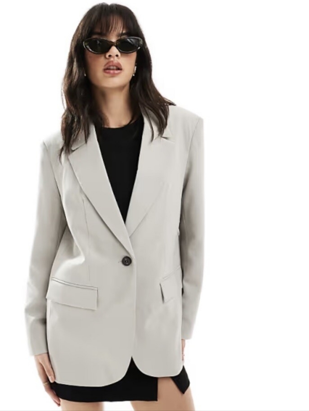 Zara Single-Button Light Gray Blazer Jacket XS